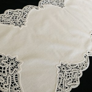 Vintage Belgian Lace and Linen Table Runner