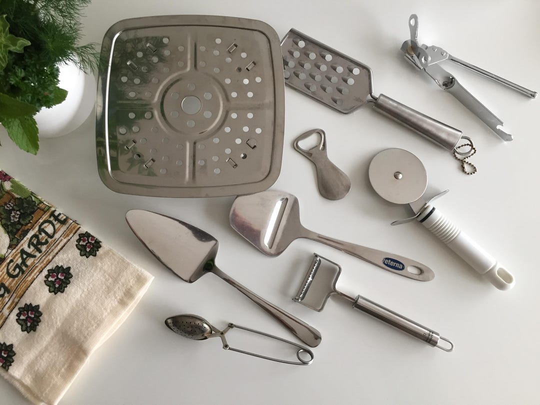 Vintage 1970s-1990s Stainless Steel Kitchen Utensils. Retro Cookware ...