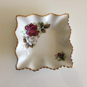 Vintage James Kent Old Foley Square Trinket Dish in the "Roses" Pattern