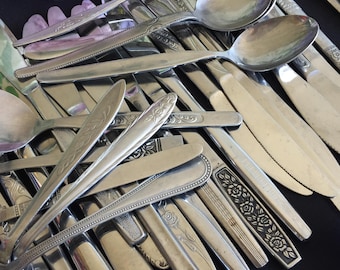 Curated Vintage Flatware | Assorted Mix-N-Match Stainless Steel | SIlver Plated Spoons | Knives