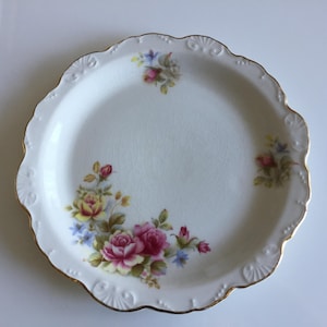 Vintage Old Foley James Kent Decorative Plate Art Deco Floral Pattern, Scalloped Rim