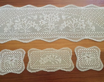 Mary Card "Duchess Set in LILY Design Chart 84 (1930s)" Rare Collectible Art Deco Handmade Crochet Lace