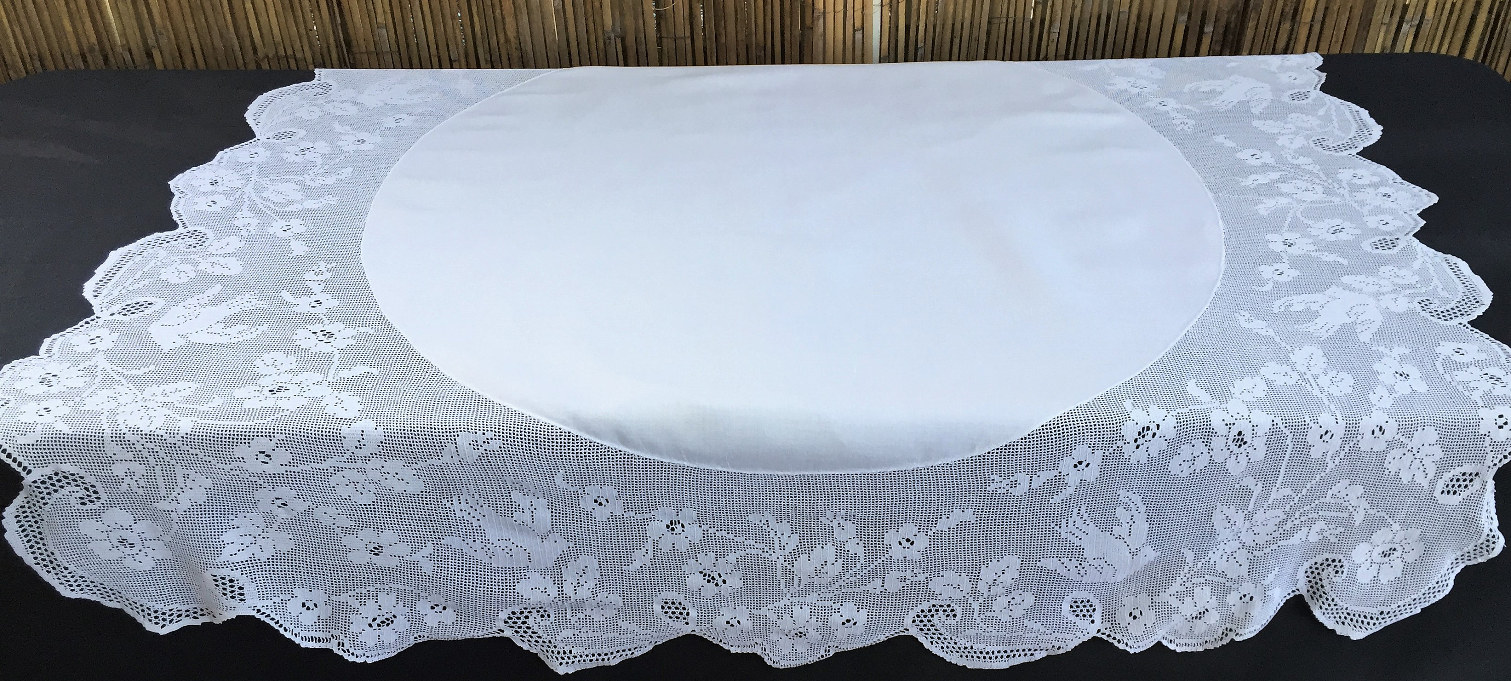 Vintage Irish Lace and Linen Tablecloth With Mary Card Etsy