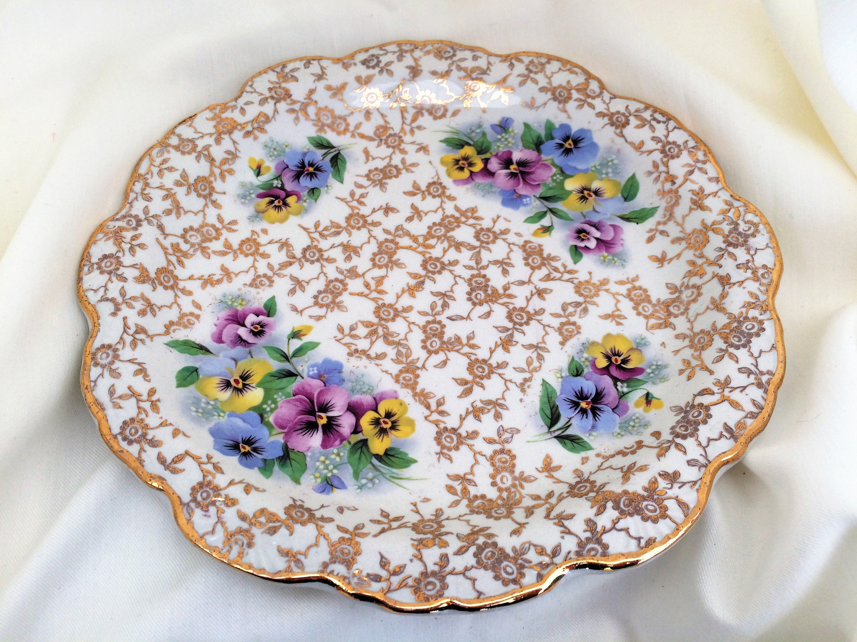Beautiful Vintage Old Foley James Kent Ltd Made In England Porcelain Strawberry Pattern Tray Trinket Dish