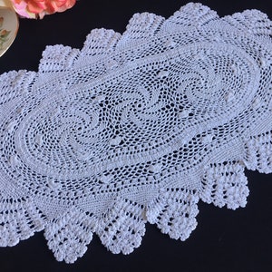 Oval Crochet Doily 1970s Vintage