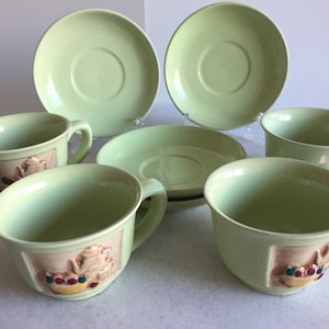 ヴィンテージ エスプレッソ/グリーンティー カップ&ソーサー セット 4 個