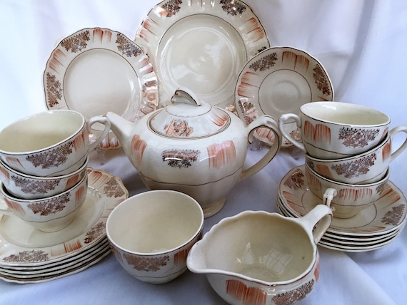 Vintage J & G Meakin Sunshine Tea Set, England, 22-piece - Etsy