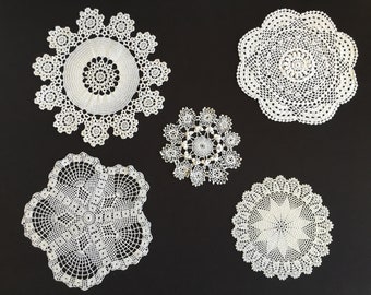 Vintage Round Crochet Lace Doily in White