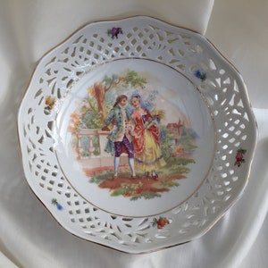Vintage Schumann Arzberg (Germany) Large Round Fine Bone China Bowl No. 81 with Reticulated and Gilded Rim