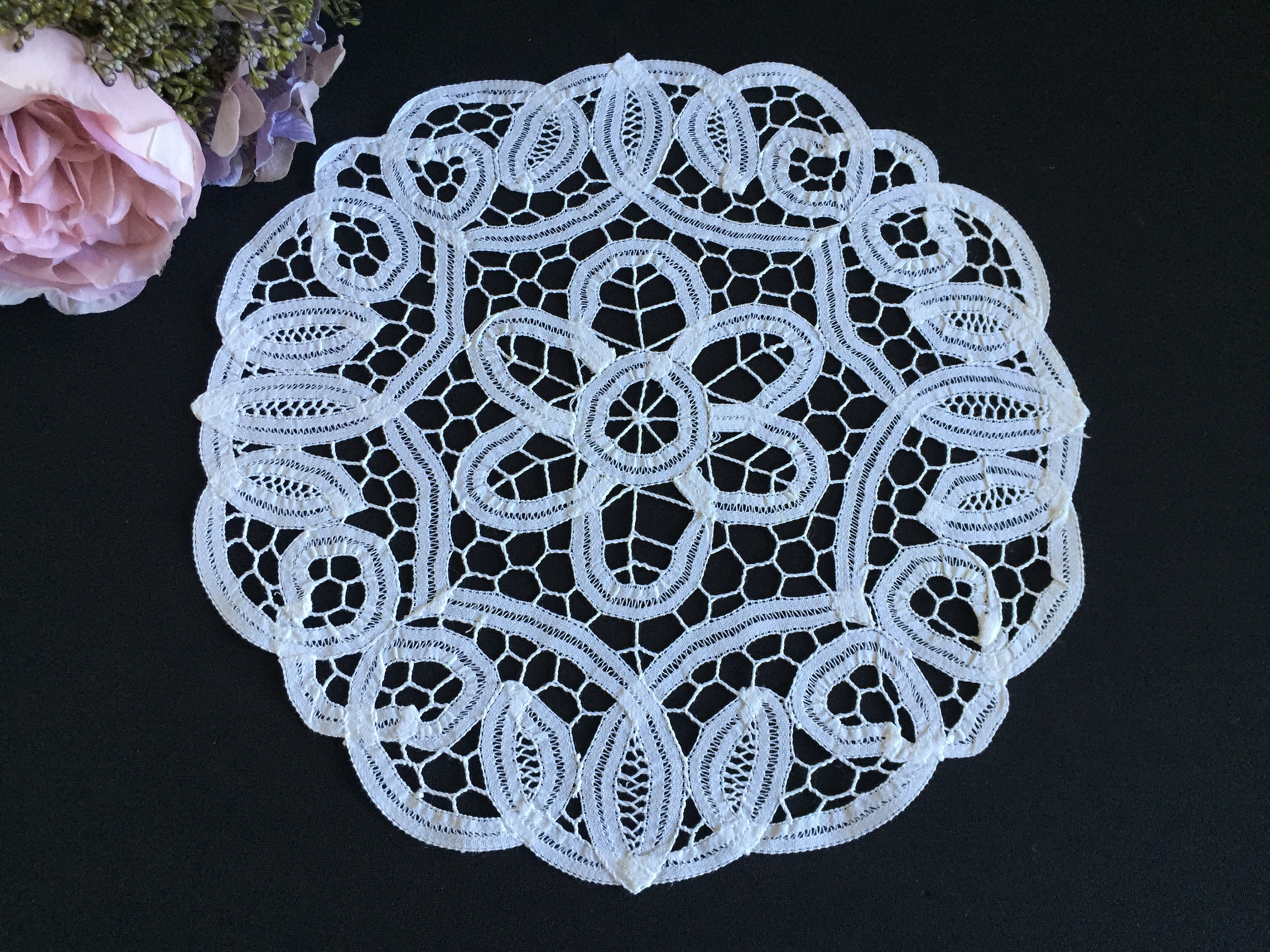 Handmade Vintage Battenburg Lace Doily