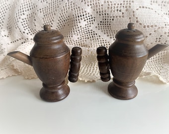 Vintage Wooden Salt and Pepper Shakers