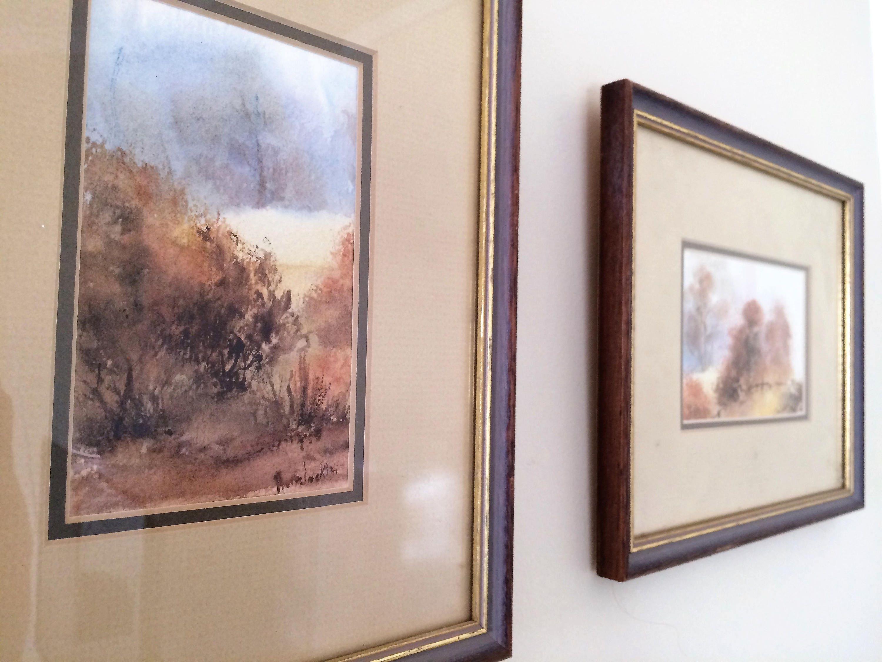 Vintage Australian Landscape Watercolour Paintings, Gilded Frame