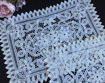 A Pair of Handmade Vintage Battenburg Lace Placemat Doilies