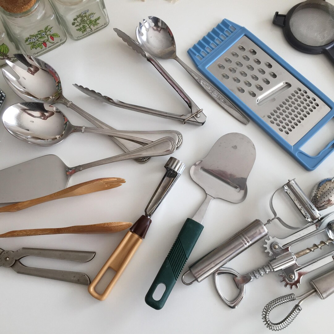Vintage 1970s-1990s Stainless Steel Kitchen Utensils. Retro Cookware ...