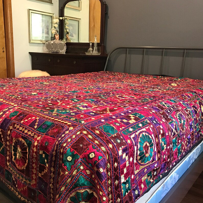 Vintage Hand Embroidered Bedspread Coverlet Queen Size . Boho Etsy