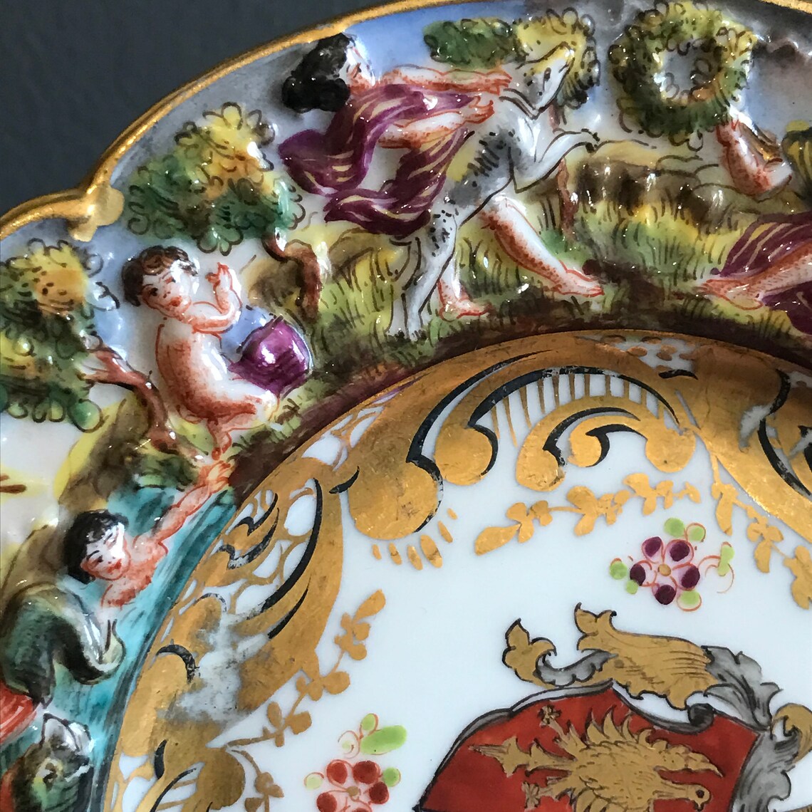 Placa de gabinete de porcelana armial de Capo antiguo Di | Etsy