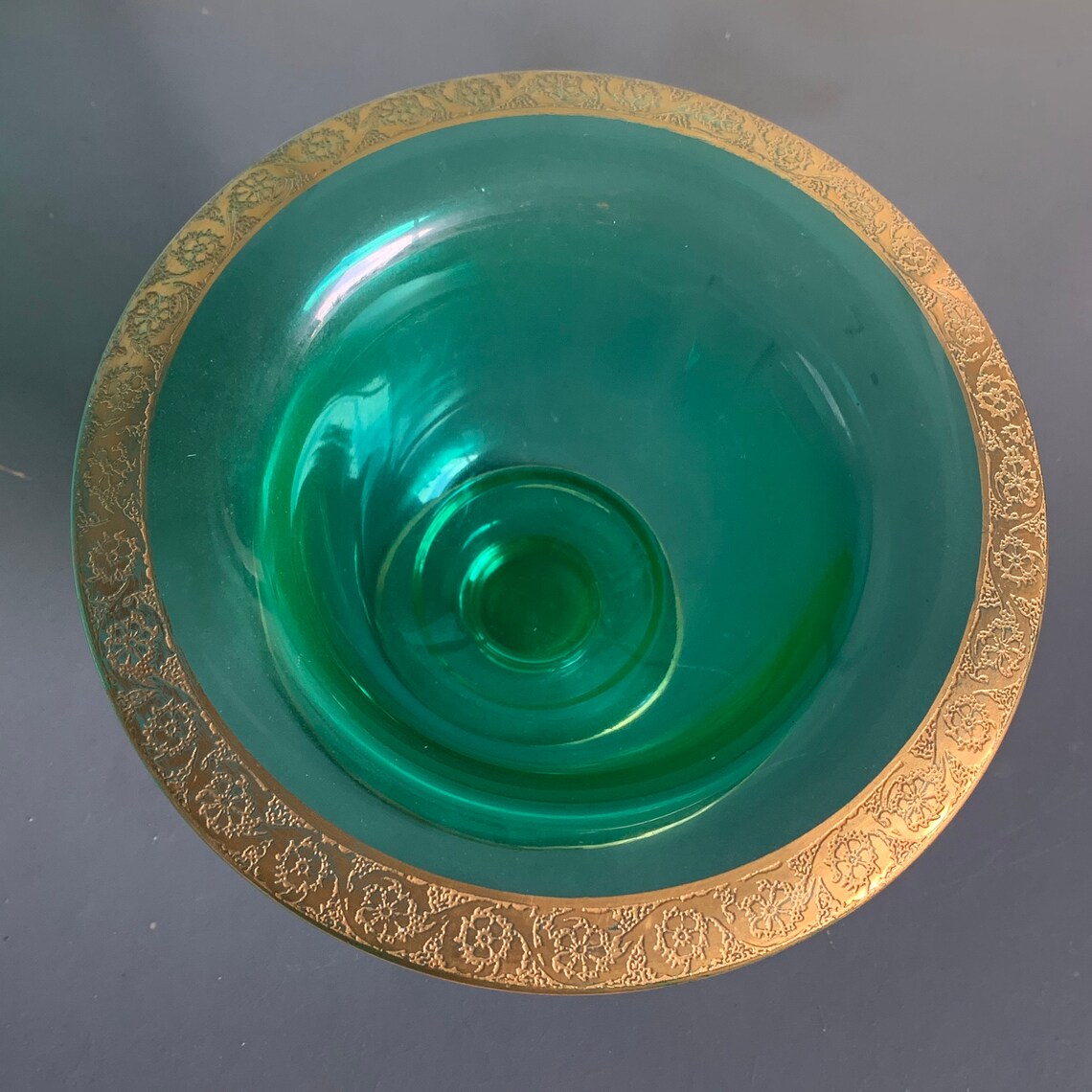 Antique Moser Green Glass Bowl With Gold Embossed Band . Candy Etsy