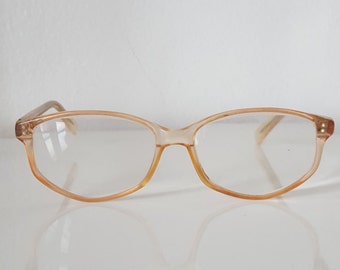 Vintage 80s Eyeglasses, Retro Eyglasses, Clear Pink Eyeglasses, Vintage Made In USA Eyeglasses