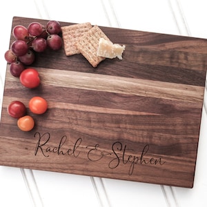 Personalized Wood Cutting Board Walnut, Engraved Cheese Board, Laser Engraved Charcuterie Board, Wedding Gift, Shower Gift, Housewarming
