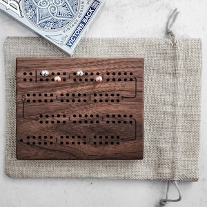 Travel Cribbage Board with Peg Storage and Personalization Available