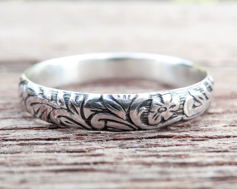 Silver Ring for Women Vintage Style Alternative Wedding