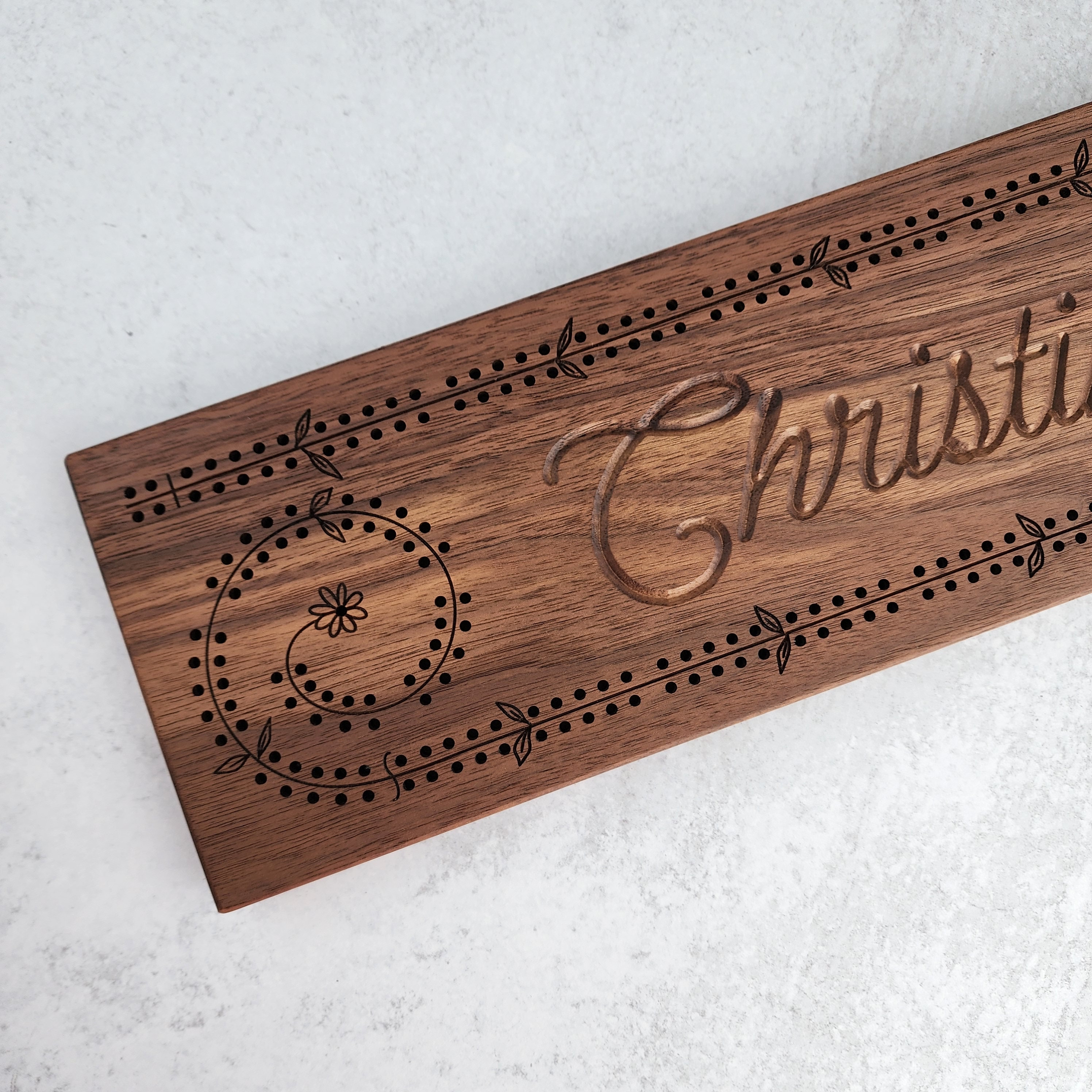 Custom Cribbage Board with Flower Design, Mother&#39;s Day Gift For Mom Birthday