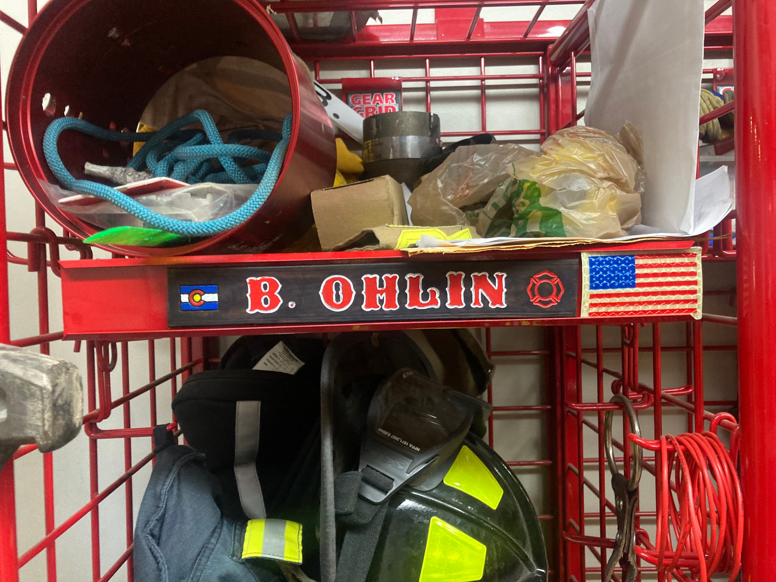 Firefighter Locker Name Plate, leather identification tag to place on locker or storage area for quick and easy identification
