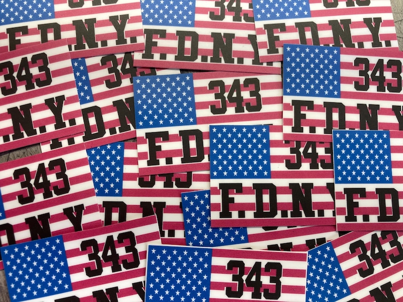 FDNY 343 Commemorative American Flag Sticker - Etsy