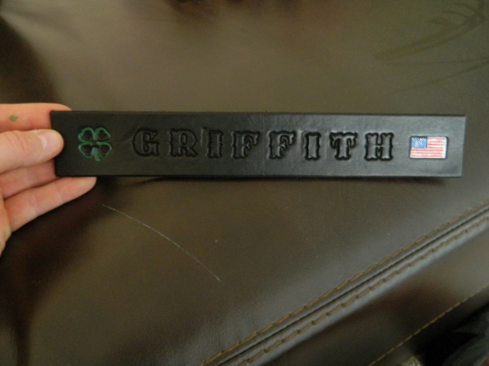 Firefighter Locker Name Plate, Leather Identification Tag to Place on