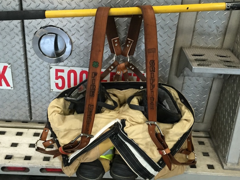 Custom leather firefighter suspenders genuine leather Etsy