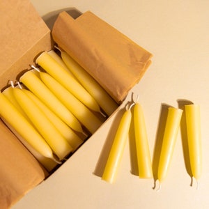 28 Beeswax Shabbat Candles Bulk Natural Yellow image 1