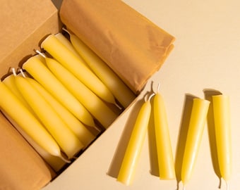 48 Beeswax Shabbat Candles Bulk - Pure 100% Hand-dipped Beeswax Taper Candles