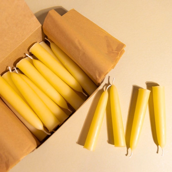 48 Beeswax Shabbat Candles Bulk - Pure 100% Hand-dipped Beeswax Taper Candles