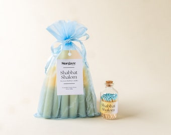 Beeswax Shabbat Candle and Match Jar Set 12 Candles