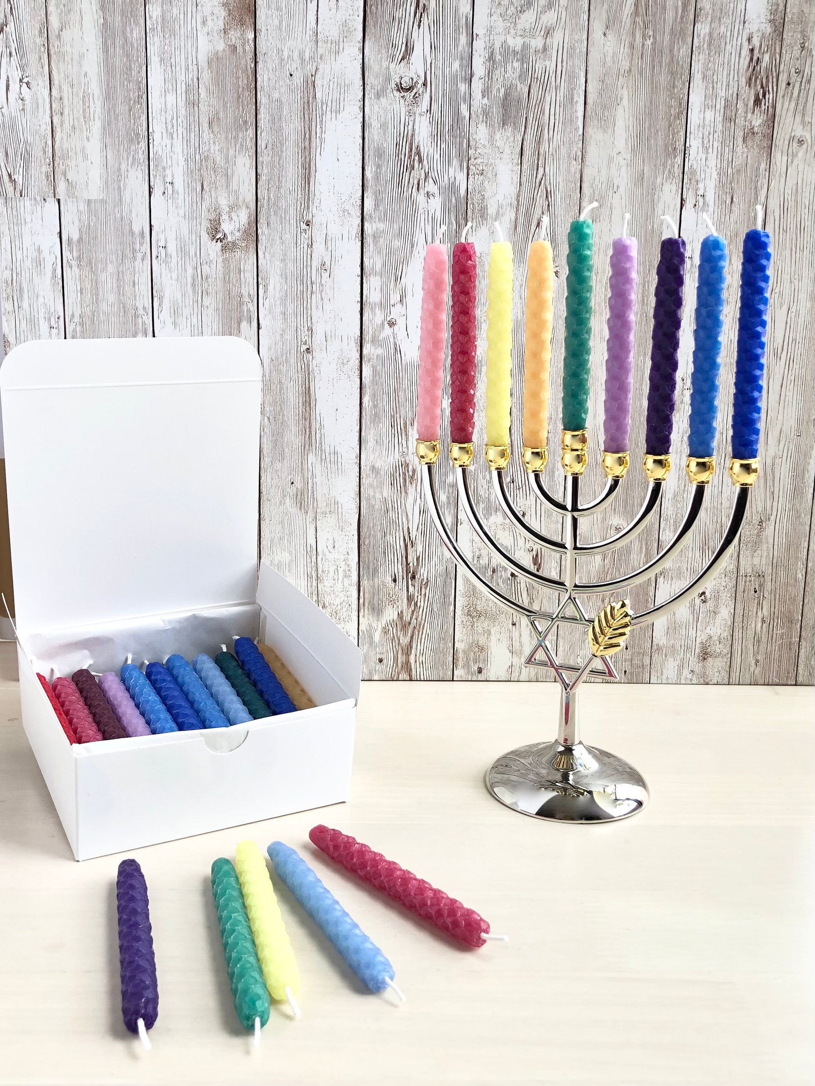 Beeswax Hanukkah Candles Multi Colors Set of 44 Candles Etsy
