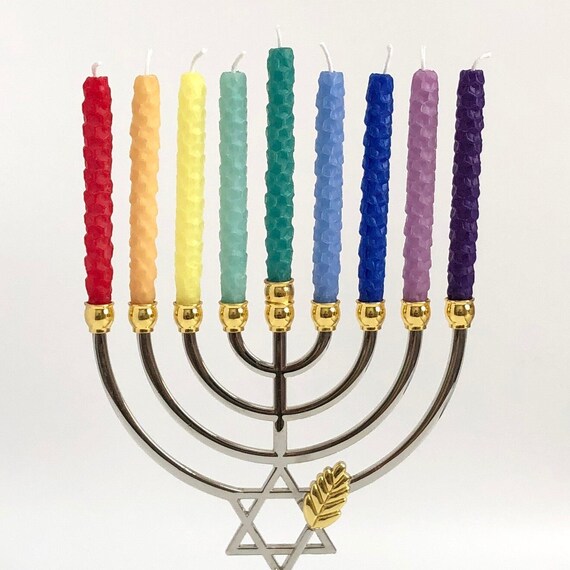 Beeswax Hanukkah Candles Multi Colors Set of 44 Candles Etsy