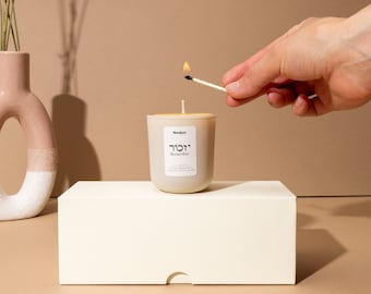 Bougie Yahrzeit 24 heures cire d'abeille en pierre mate pour Yom Tov, Yizkor, Ner Neshama, bougie commémorative