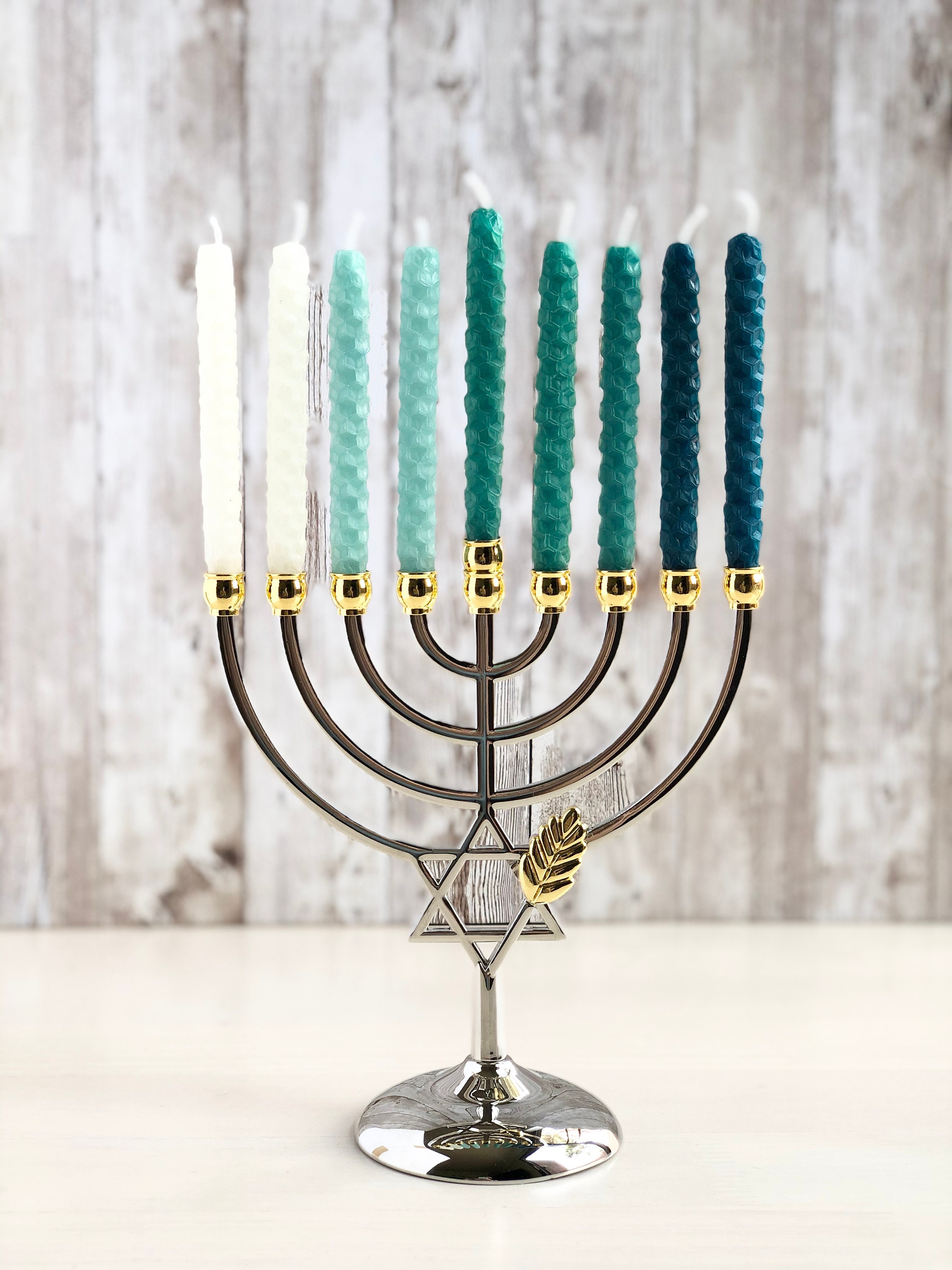 Beeswax Hanukkah Candles Green Colors Set of 44 Candles Etsy