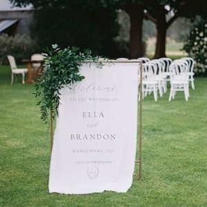Handlettered Linen Welcome Sign