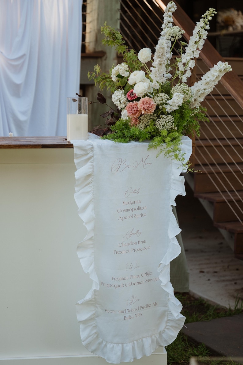 TAHLIA | Ruffled Linen Bar Sign - Etsy
