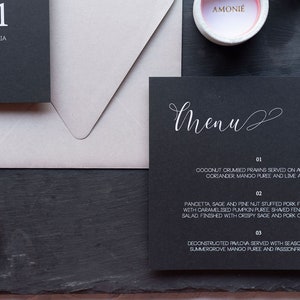 MARLY | Modern Square Menu with White Ink Printing