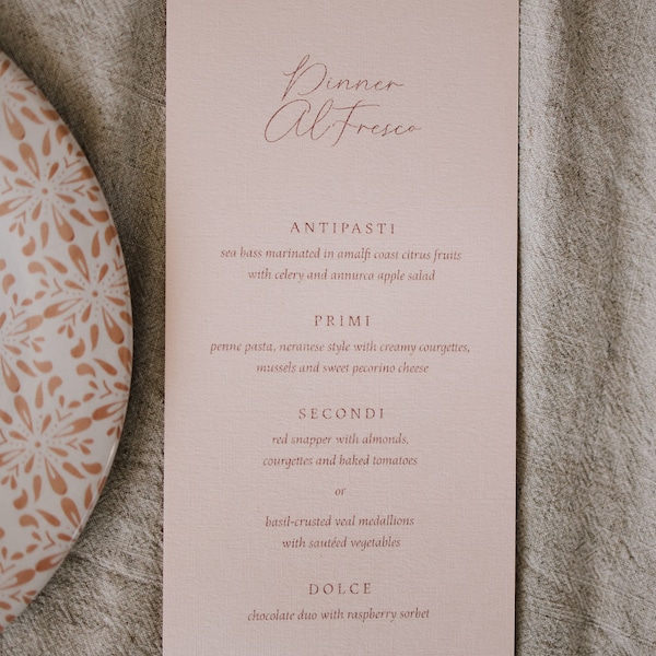 HELEN | Linen Textured Pastel Pink Menu