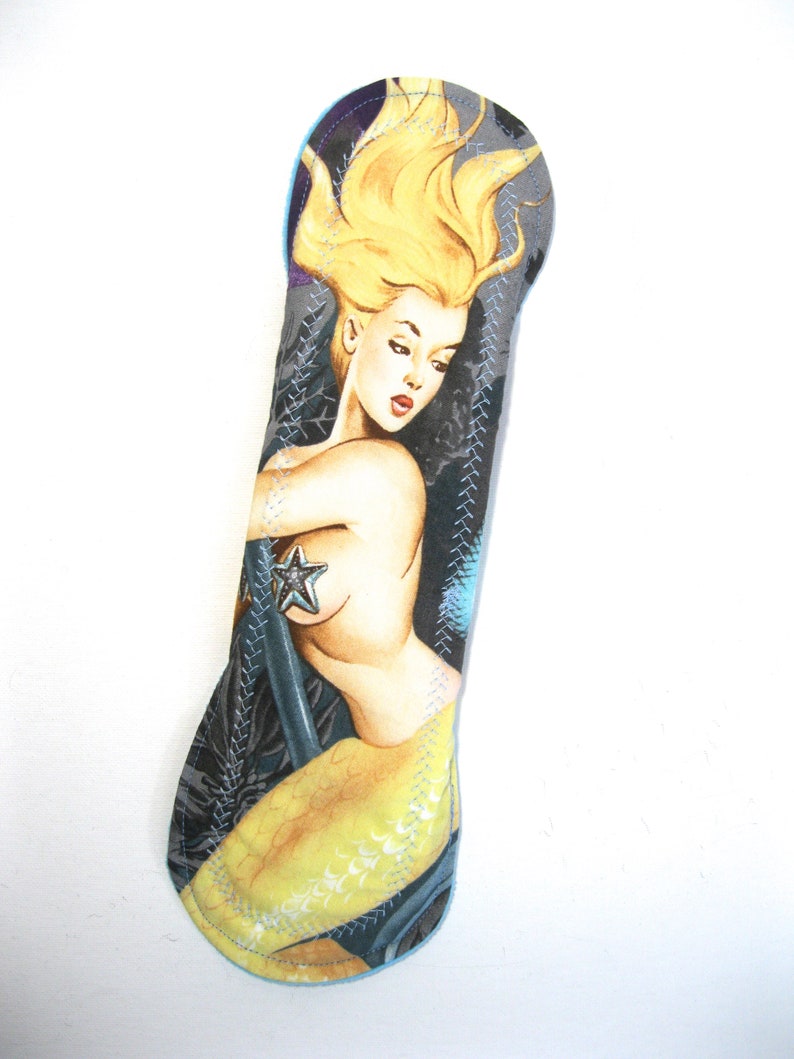 12 Yellow Tail Mermaid Cloth Pad heavy bamboo fleece heavy absorbency reusable cloth pad
