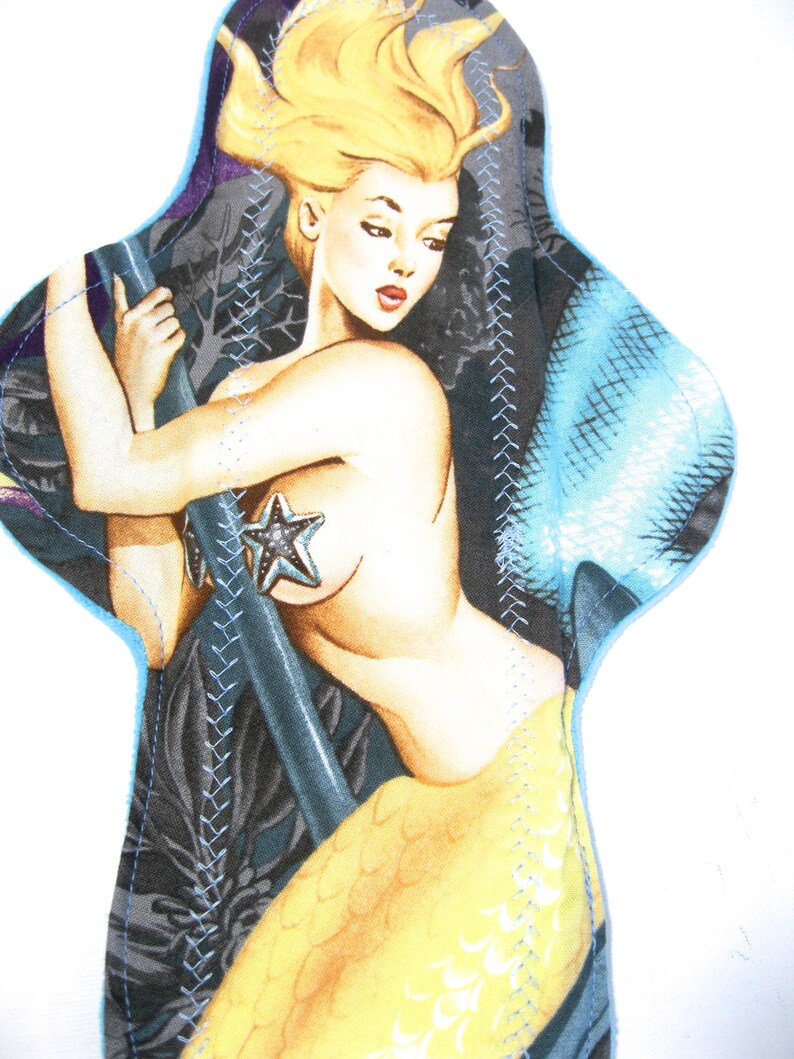 12 Yellow Tail Mermaid Cloth Pad heavy bamboo fleece heavy absorbency reusable cloth pad