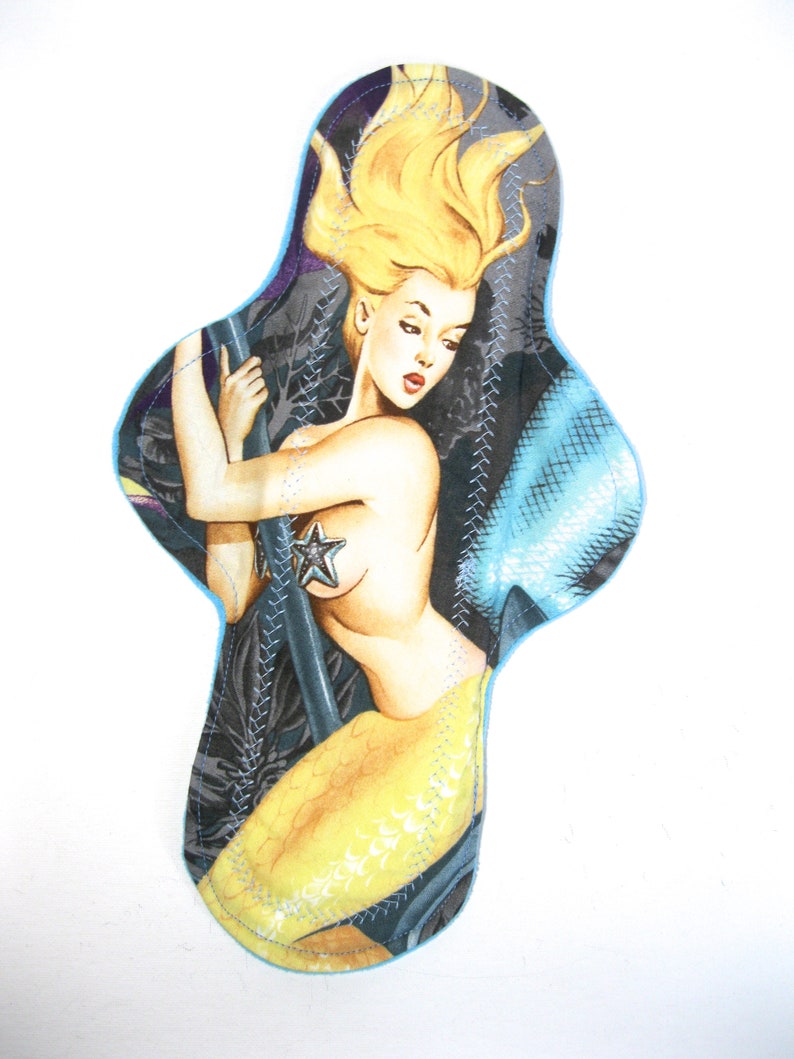 12 Yellow Tail Mermaid Cloth Pad heavy bamboo fleece heavy absorbency reusable cloth pad