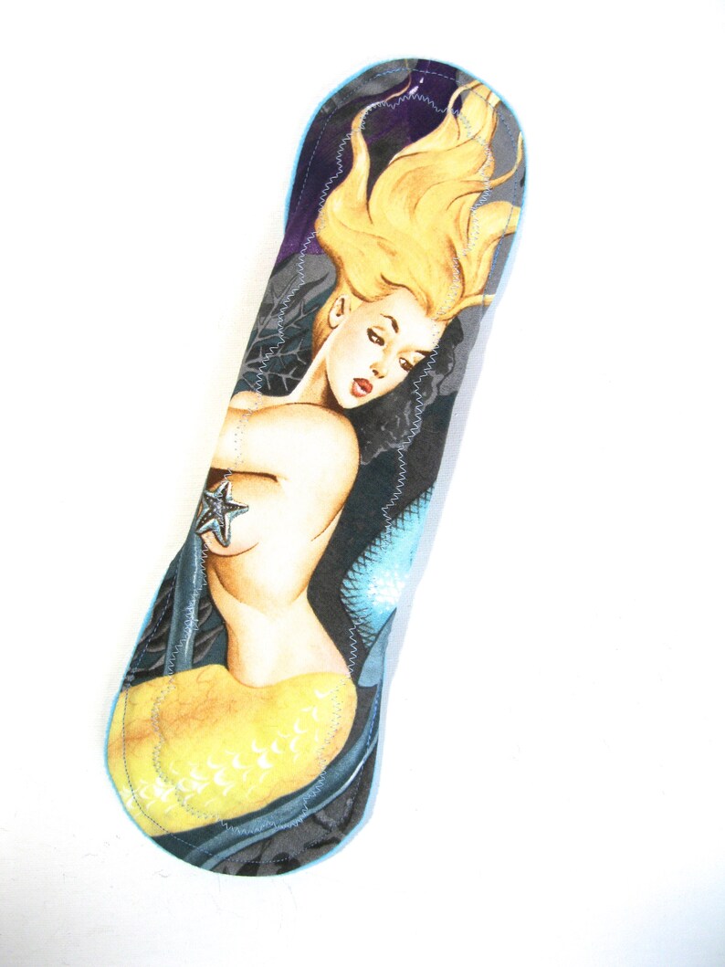 12 Yellow Tail Mermaid Cloth Pad heavy bamboo fleece heavy absorbency reusable cloth pad