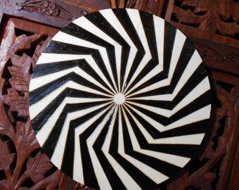 6.5" Psychedelic Mandala Wall Hanging - Pyrography Art, Spiritual Wall Art, Sacred Geometry Art, Bohemian Wall Art, Mandala Wall Art