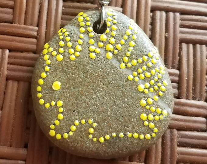 17-31 Dot Painted Stone Necklace Adjustable Porcupine Necklace Sparkly Dot Painted Jewelry Handmade Necklace