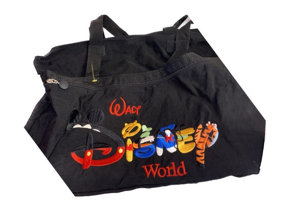 Bag Disney Travel Mickey Mouse Tote Black World Walt Large Duffle Red  Vintage