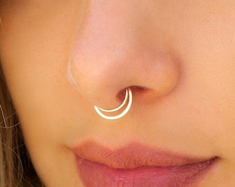 Cascade Septum Fake Ring Double Piercing Look, Clip on, Fit All Faux Body Jewelry